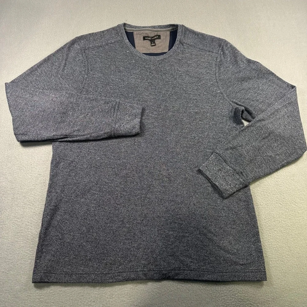 Banana Republic Mens Large Navy Blue Heather Long Sleeve Crewneck Pullover Top